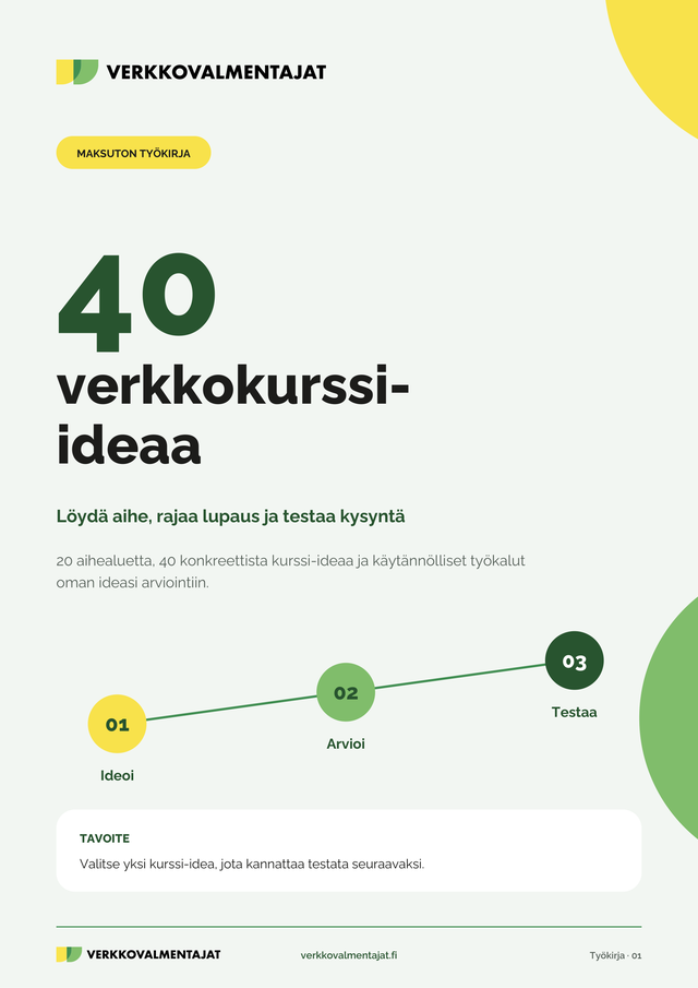 40 verkkokurssi-ideaa -työkirjan kansi